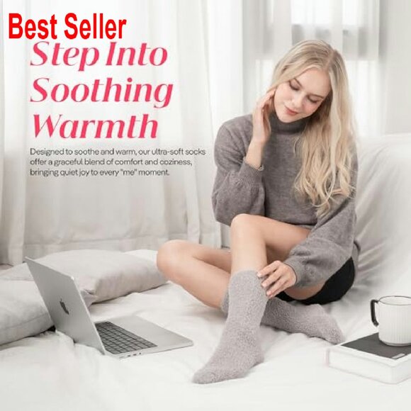 Ultra Soft Fuzzy Slipper Socks Cozy Cloud-Like Comfort Spa Home Lounge - Picture 5 of 8